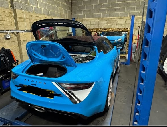 Alpine A110 in workshop
